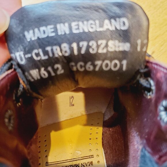 Dr Martens England 12/13 Kids oxblood boot Leather Padded Ankle Burgundy Doc EUC